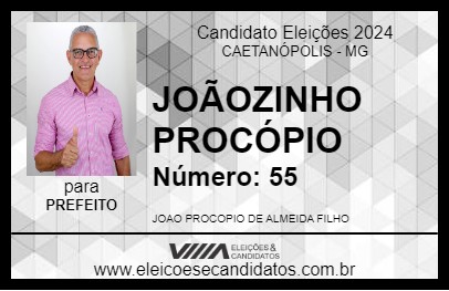 Candidato JOÃOZINHO PROCÓPIO 2024 - CAETANÓPOLIS - Eleições