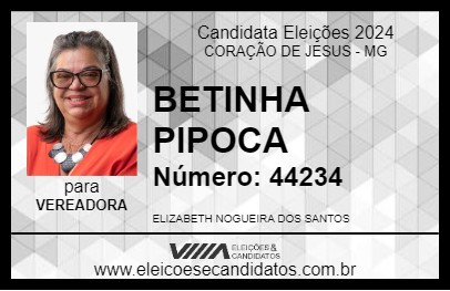 Candidato BETINHA PIPOCA 2024 - CORAÇÃO DE JESUS - Eleições