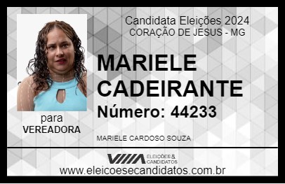 Candidato MARIELE CADEIRANTE 2024 - CORAÇÃO DE JESUS - Eleições