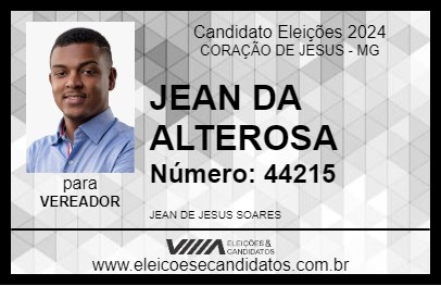 Candidato JEAN DO ALTEROSA 2024 - CORAÇÃO DE JESUS - Eleições