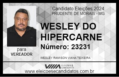 Candidato WESLEY DO HIPERCARNE 2024 - PRUDENTE DE MORAIS - Eleições