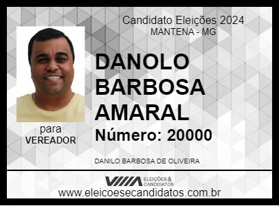 Candidato DANILO BARBOSA DE OLIVEIRA 2024 - MANTENA - Eleições