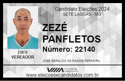 Candidato ZEZÉ PANFLETOS 2024 - SETE LAGOAS - Eleições