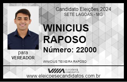 Candidato WINICIUS RAPOSO 2024 - SETE LAGOAS - Eleições