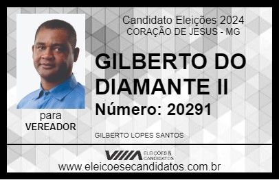 Candidato GILBERTO DO DIAMANTE II 2024 - CORAÇÃO DE JESUS - Eleições