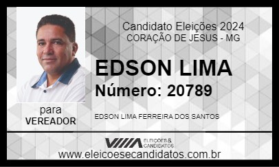 Candidato EDSON LIMA 2024 - CORAÇÃO DE JESUS - Eleições