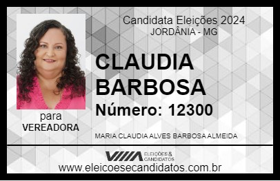 Candidato CLAUDIA BARBOSA 2024 - JORDÂNIA - Eleições