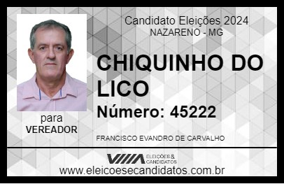 Candidato CHIQUINHO DO LICO 2024 - NAZARENO - Eleições