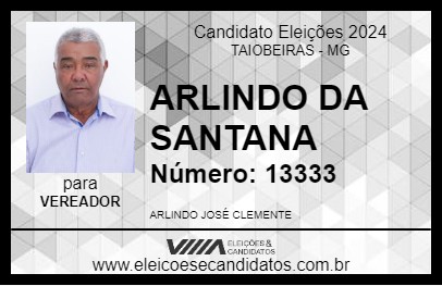 Candidato ARLINDO DA SANTANA 2024 - TAIOBEIRAS - Eleições