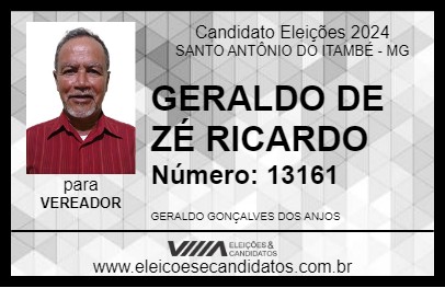 Candidato GERALDO DE ZÉ RICARDO 2024 - SANTO ANTÔNIO DO ITAMBÉ - Eleições