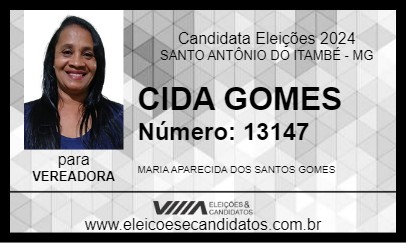 Candidato CIDA GOMES 2024 - SANTO ANTÔNIO DO ITAMBÉ - Eleições