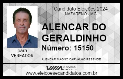 Candidato ALENCAR DO GERALDINHO 2024 - NAZARENO - Eleições