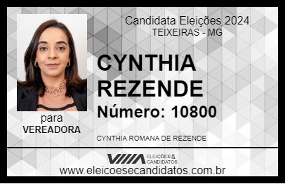 Candidato CYNTHIA REZENDE 2024 - TEIXEIRAS - Eleições