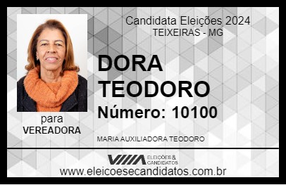 Candidato DORA TEODORO 2024 - TEIXEIRAS - Eleições