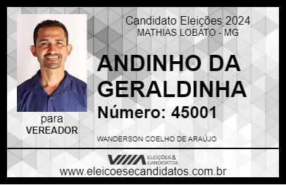 Candidato ANDINHO DA GERALDINHA 2024 - MATHIAS LOBATO - Eleições