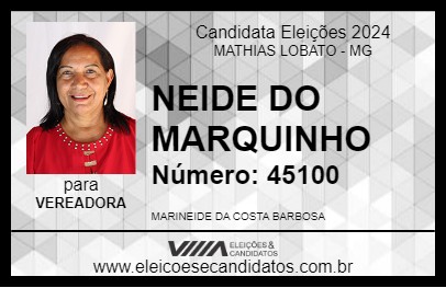 Candidato NEIDE DO MARQUINHO 2024 - MATHIAS LOBATO - Eleições