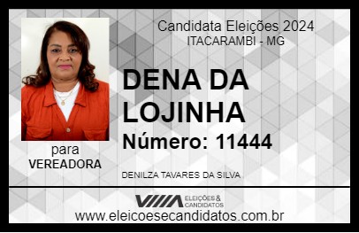 Candidato DENA DA LOJINHA 2024 - ITACARAMBI - Eleições