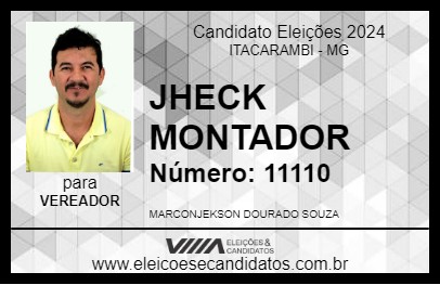 Candidato JHECK MONTADOR 2024 - ITACARAMBI - Eleições