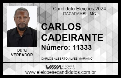 Candidato CARLOS CADEIRANTE 2024 - ITACARAMBI - Eleições