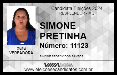 Candidato SIMONE PRETINHA 2024 - RESPLENDOR - Eleições