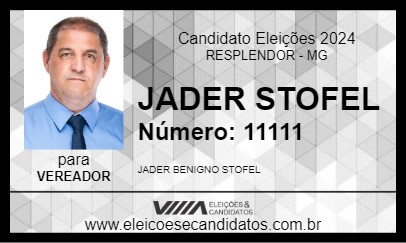 Candidato JADER STOFEL 2024 - RESPLENDOR - Eleições