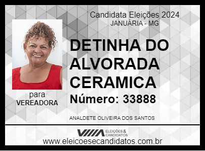 Candidato DETINHA DO ALVORADA CERAMICA 2024 - JANUÁRIA - Eleições