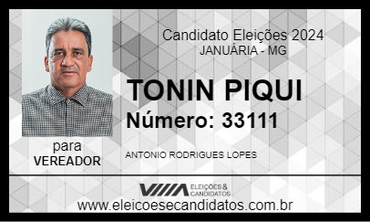 Candidato TONIN PIQUI 2024 - JANUÁRIA - Eleições