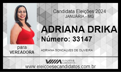 Candidato ADRIANA DRIKA 2024 - JANUÁRIA - Eleições