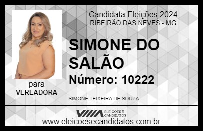 Candidato SIMONE DO SALÃO 2024 - RIBEIRÃO DAS NEVES - Eleições