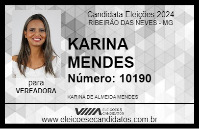 Candidato KARINA MENDES 2024 - RIBEIRÃO DAS NEVES - Eleições