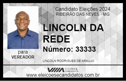 Candidato LINCOLN DA REDE 2024 - RIBEIRÃO DAS NEVES - Eleições