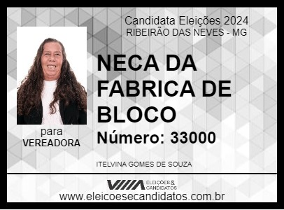 Candidato NECA DA FABRICA DE BLOCO 2024 - RIBEIRÃO DAS NEVES - Eleições