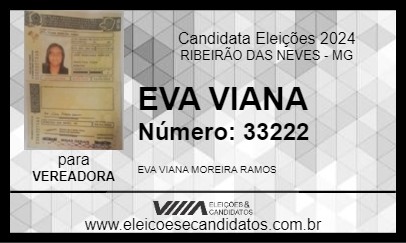 Candidato EVA VIANA 2024 - RIBEIRÃO DAS NEVES - Eleições