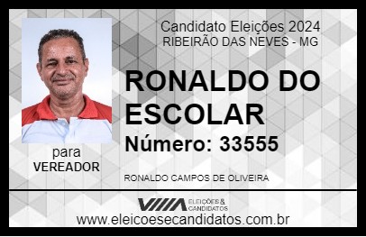 Candidato RONALDO DO ESCOLAR 2024 - RIBEIRÃO DAS NEVES - Eleições