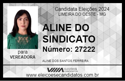 Candidato ALINE DO SINDICATO 2024 - LIMEIRA DO OESTE - Eleições