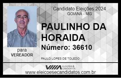 Candidato PAULINHO DA HORAIDA 2024 - GOIANÁ - Eleições