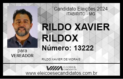 Candidato RILDO XAVIER RILDOX 2024 - ITABIRITO - Eleições