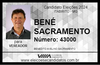 Candidato BENÉ SACRAMENTO 2024 - ITABIRITO - Eleições