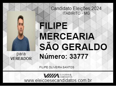 Candidato FILIPE MERCEARIA SÃO GERALDO 2024 - ITABIRITO - Eleições