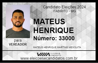 Candidato MATEUS HENRIQUE 2024 - ITABIRITO - Eleições