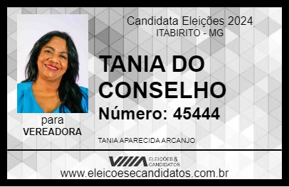 Candidato TANIA DO CONSELHO 2024 - ITABIRITO - Eleições