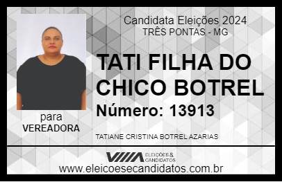 Candidato TATI FILHA DO CHICO BOTREL 2024 - TRÊS PONTAS - Eleições