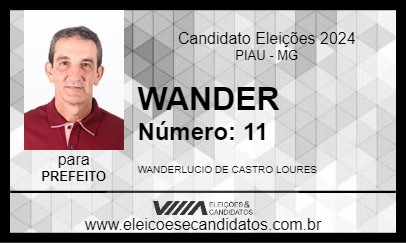 Candidato WANDER 2024 - PIAU - Eleições