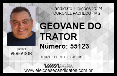 Candidato GEOVANE DO TRATOR 2024 - CORONEL PACHECO - Eleições