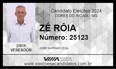 Candidato ZÉ RÔIA 2024 - DORES DO INDAIÁ - Eleições