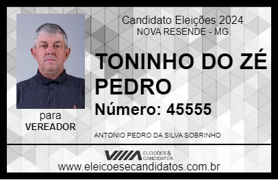 Candidato TONINHO DO ZÉ PEDRO 2024 - NOVA RESENDE - Eleições