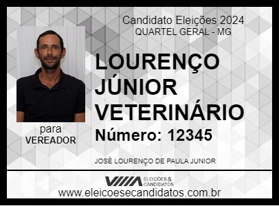 Candidato LOURENÇO JÚNIOR VETERINÁRIO 2024 - QUARTEL GERAL - Eleições