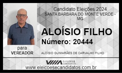 Candidato ALOÍSIO FILHO 2024 - SANTA BÁRBARA DO MONTE VERDE - Eleições