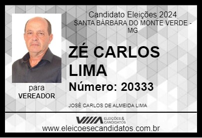 Candidato ZÉ CARLOS LIMA 2024 - SANTA BÁRBARA DO MONTE VERDE - Eleições