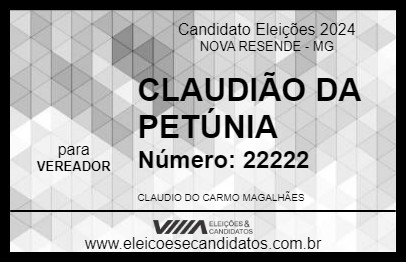 Candidato CLAUDIÃO DA PETÚNIA 2024 - NOVA RESENDE - Eleições